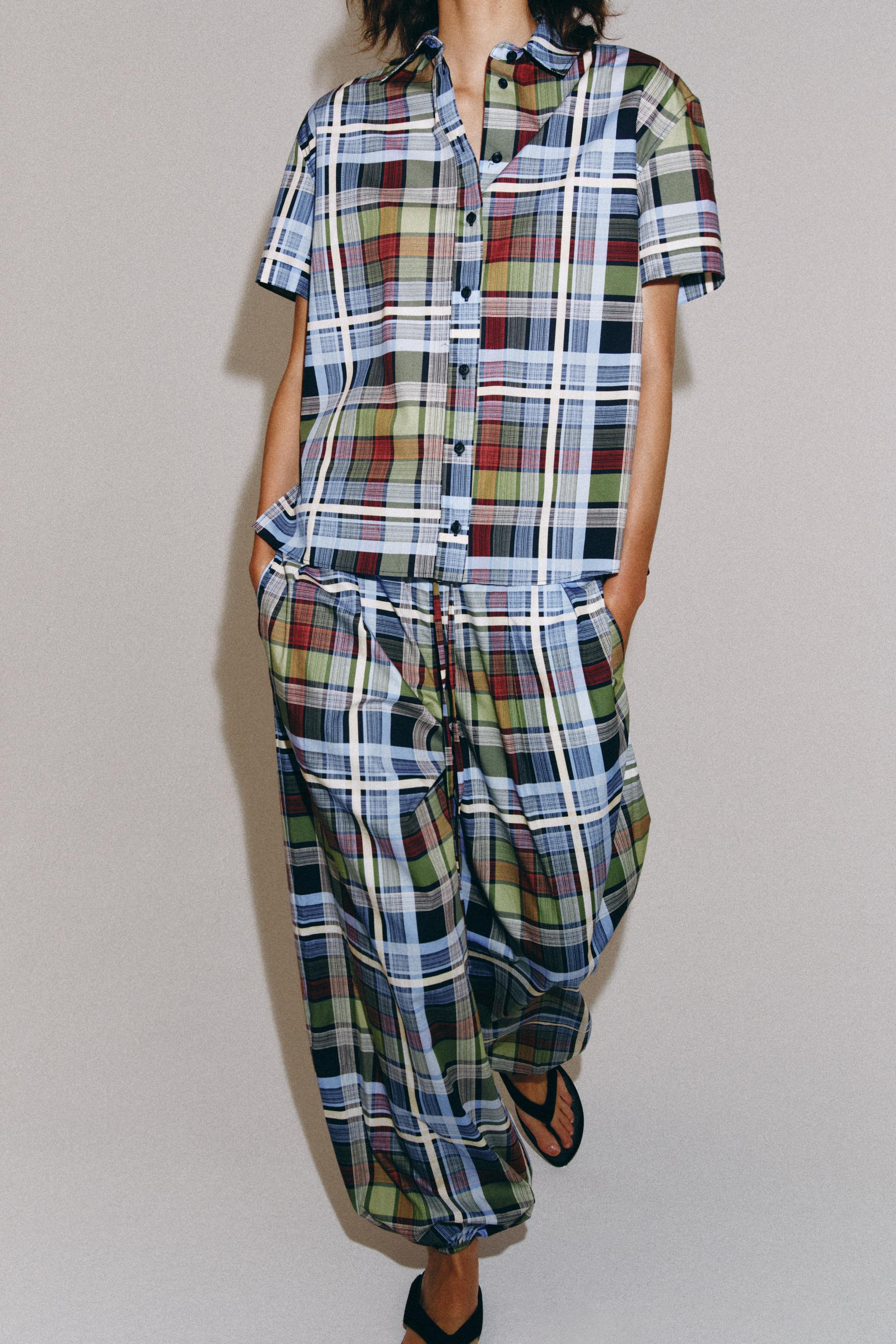 ZW COLLECTION PLAID SHORT SLEEVE SHIRT
